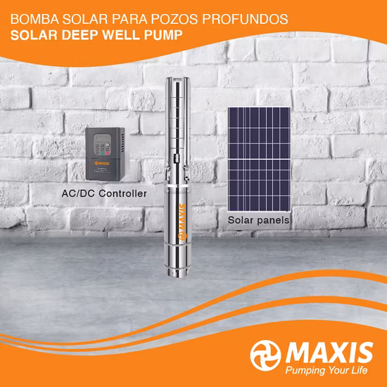 Bombas de água de poço submersíveis solares Maxis High Flow AC/DC para uso elétrico para poço profundo com controlador MPPT